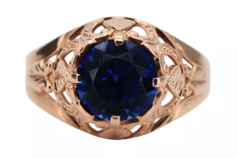 Žiedas Vintažiniai amatai Sapyras Originalus 14k rožinio aukso vintage vrc080r